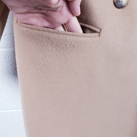 TopShop Double-Breasted  Long‎ Trench Coat Camel Tan Longline Oversized Size 8 - Picture 5 of 9